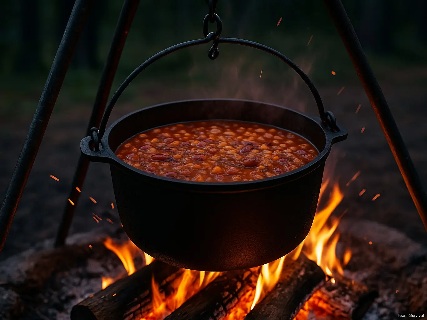 Cowboy‑Bohnen im Dutch Oven