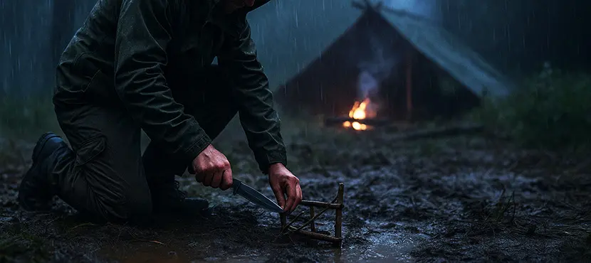 Überleben nur mit dem Messer im Survival Camp