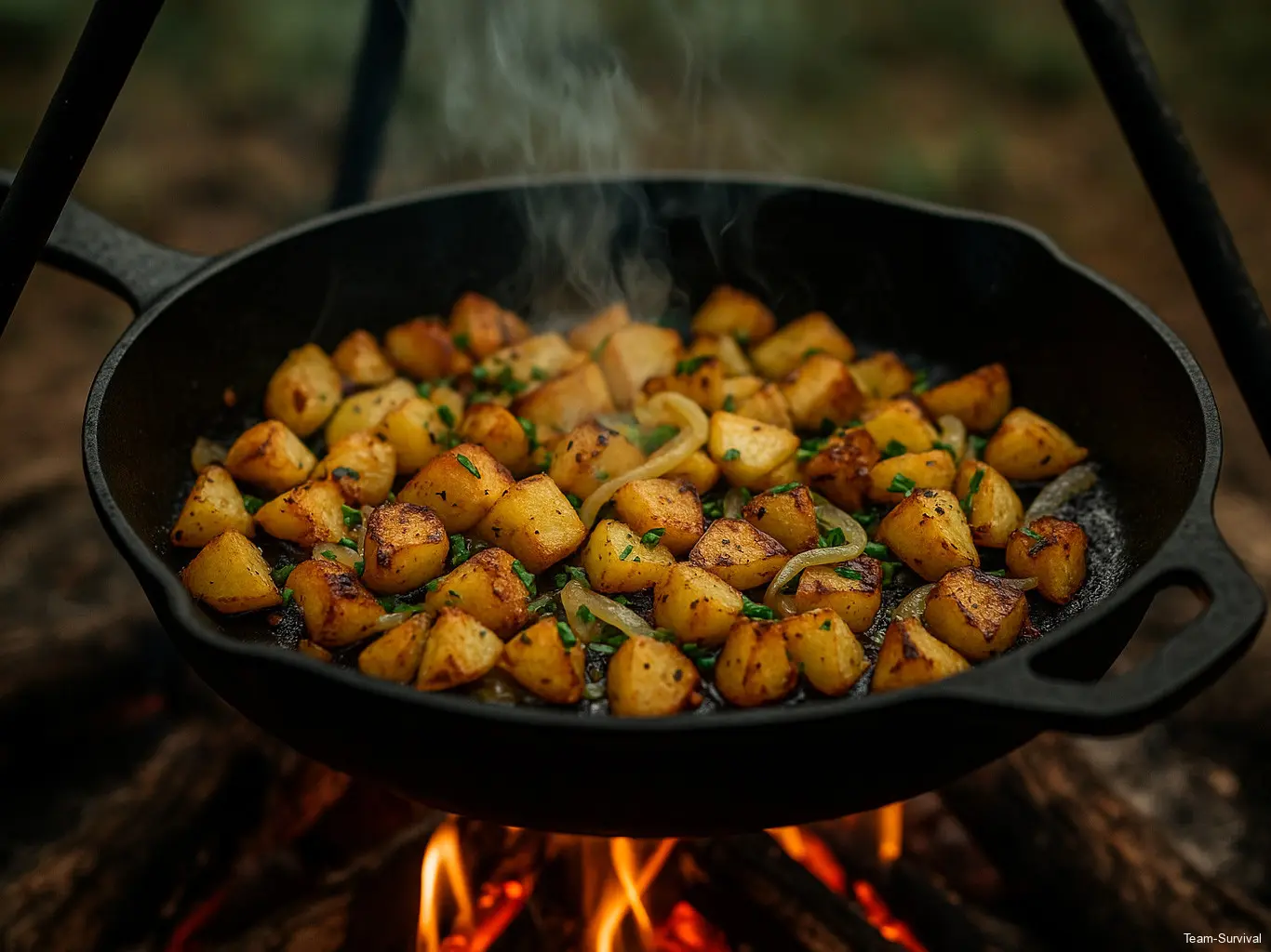 Pfannenrösti am Feuer