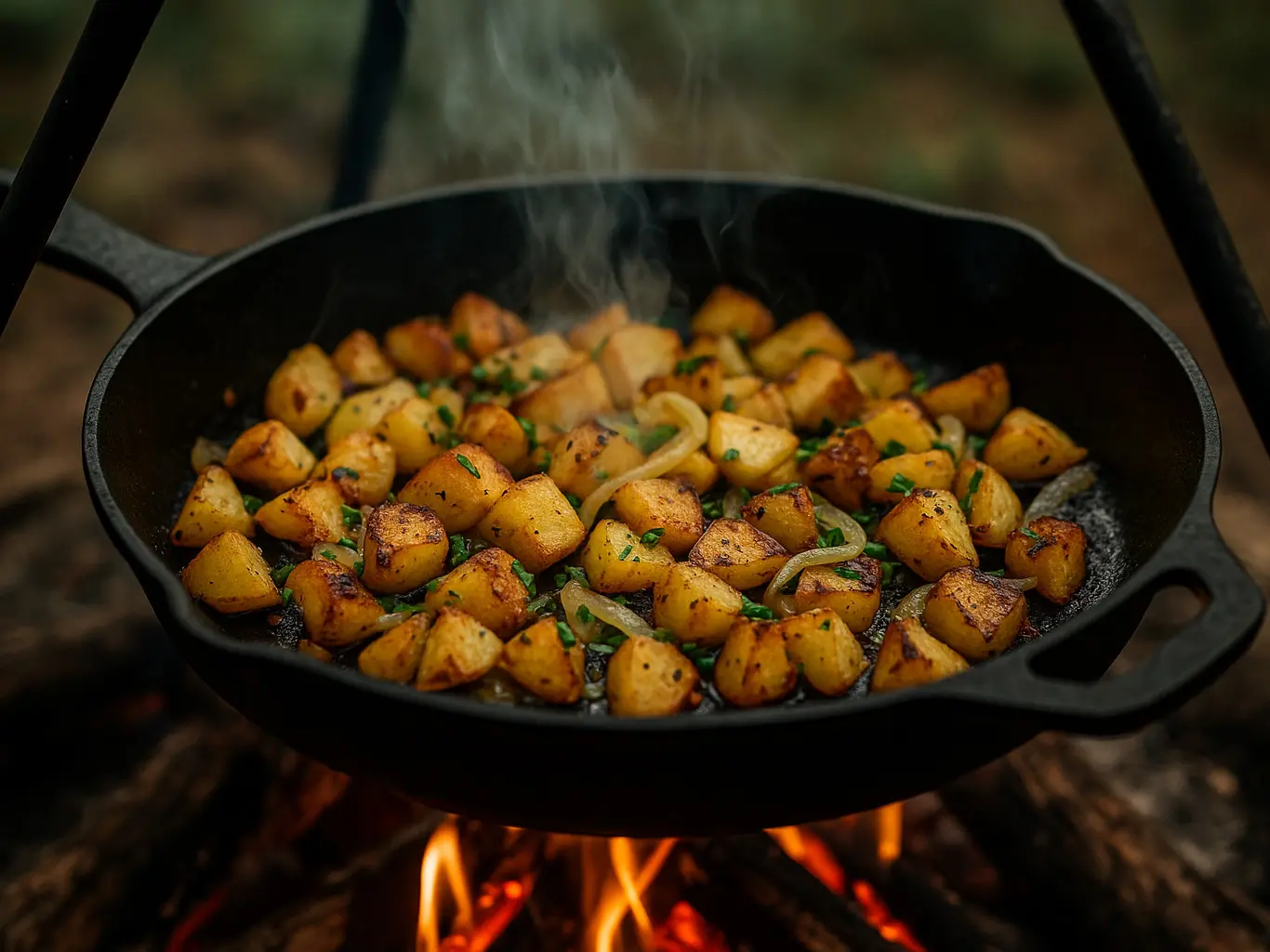 Pfannenrösti am Feuer
