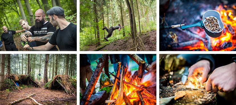 Survivaltechniken wie Feuer machen, Hindernisse überqueren, Notnahrung und Shelter Wildnis Survival Training in Thüringen