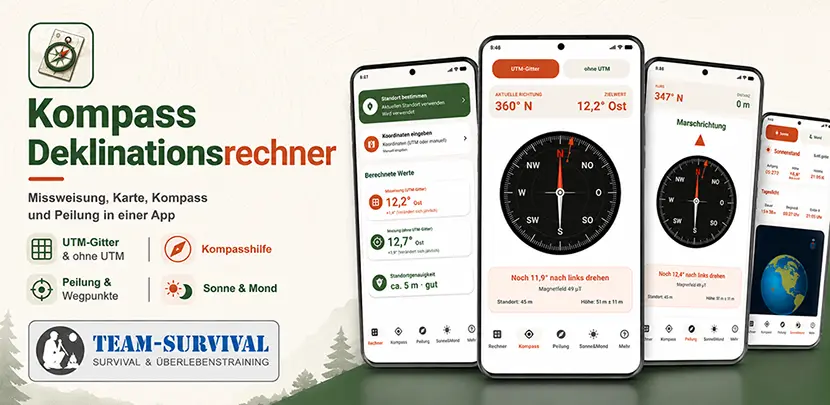 Kompass Deklinationsrechner App Vorschau