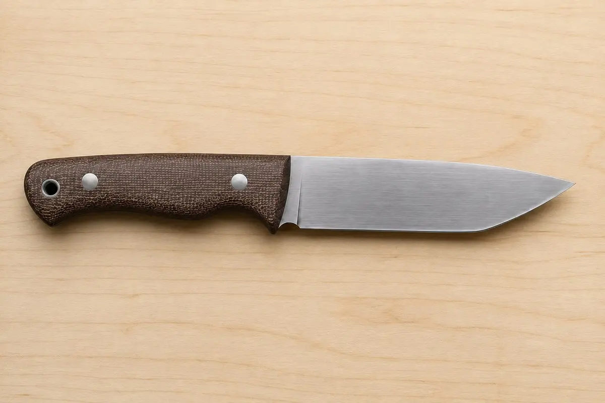 Flachschliff an der Klinge eines Outdoormessers