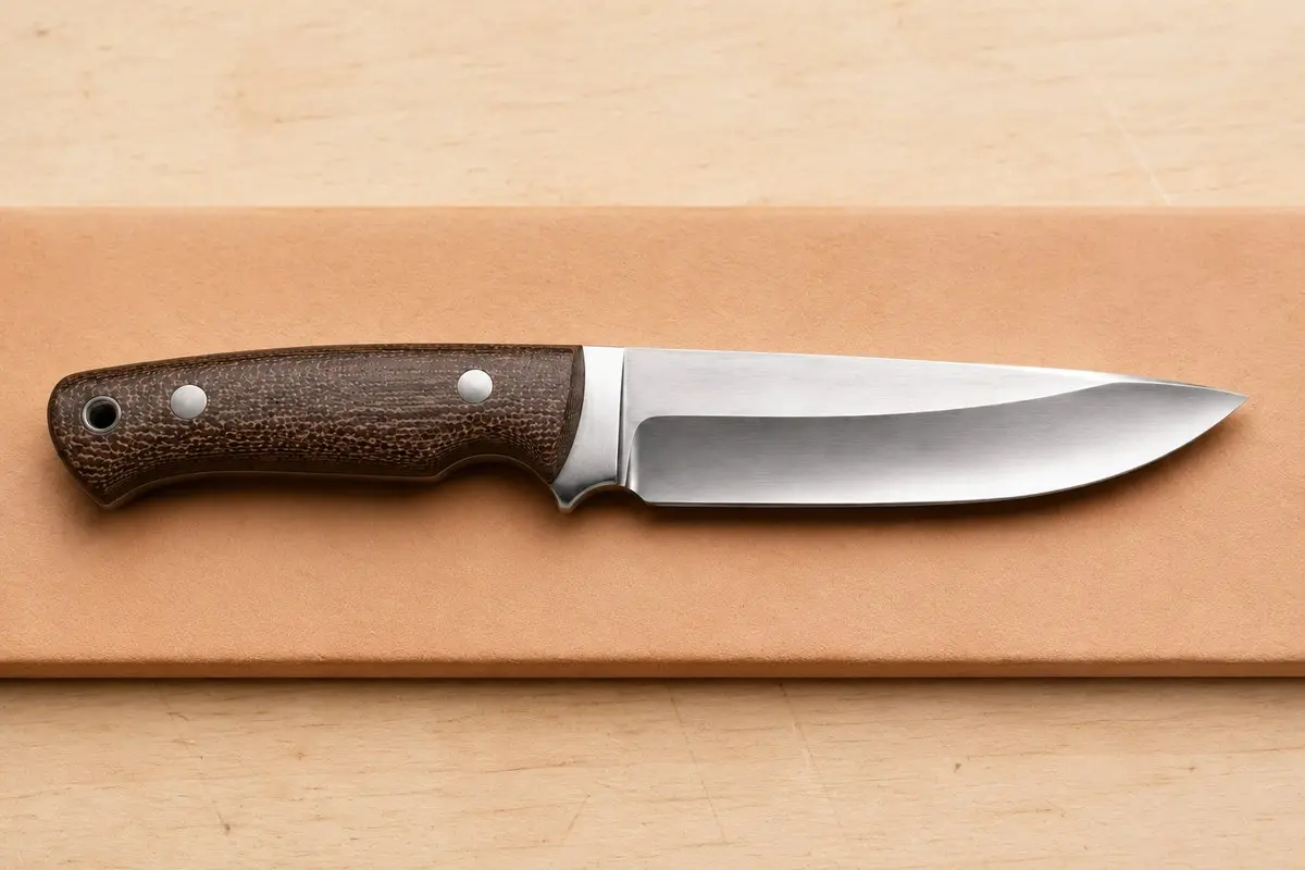 Hohlschliff an der Klinge eines Outdoormessers