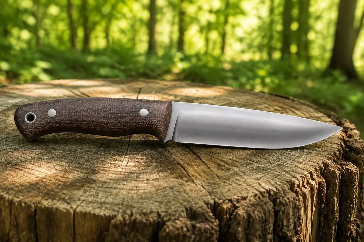 Konvexschliff an der Klinge eines robusten Outdoormessers