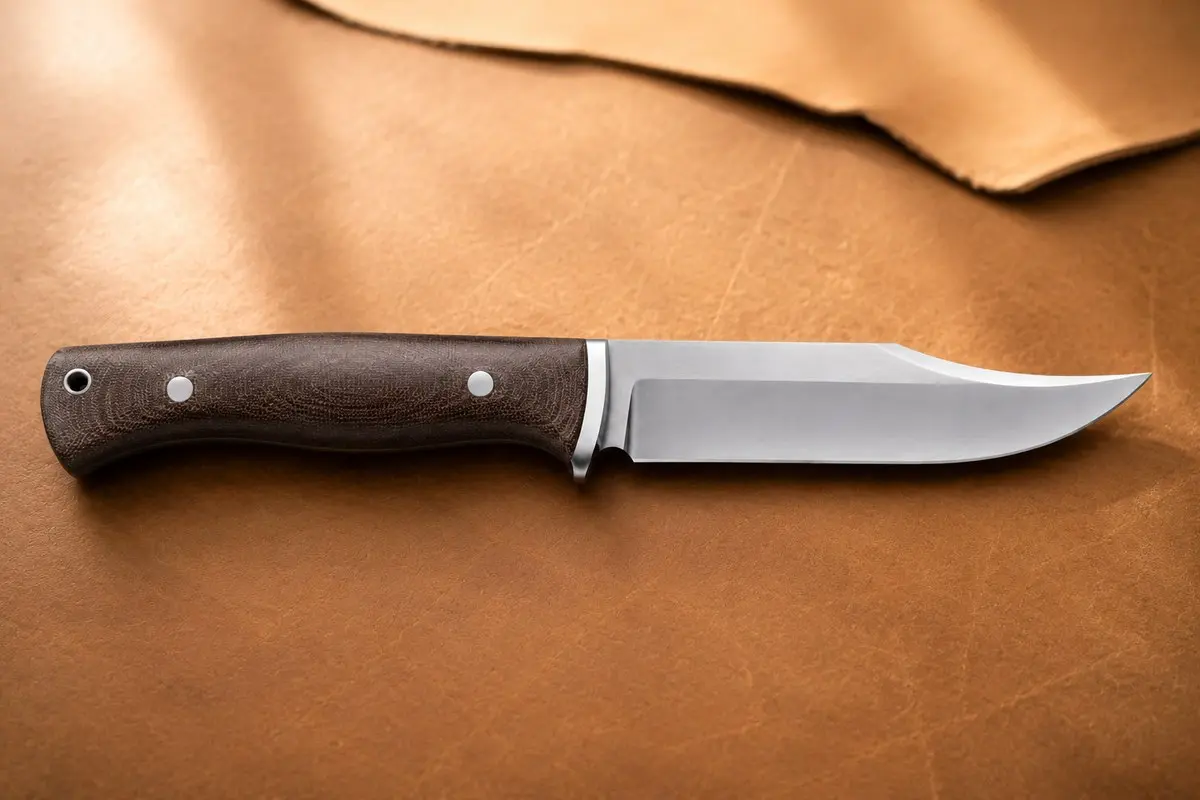 Clip-Point-Klinge eines Outdoormessers in der Seitenansicht