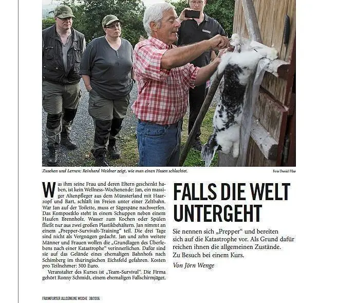 FAZ Woche Artikel über den Prepperkurs von Team-Survival