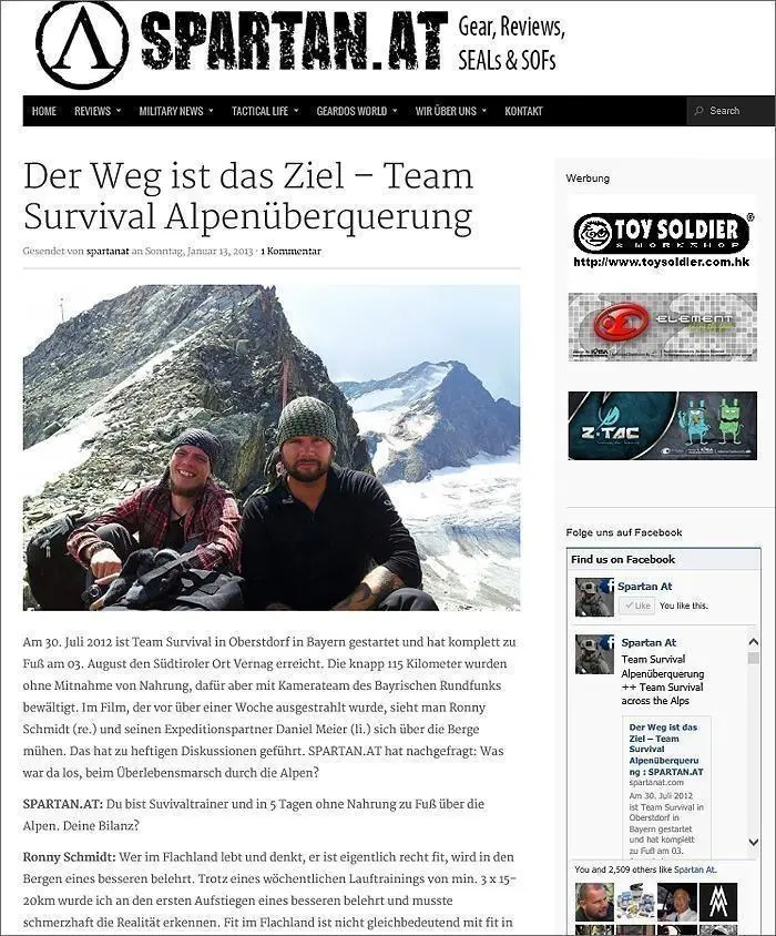 Interview von Team-Survival bei SPARTAN. AT über die Alpenüberquerungen