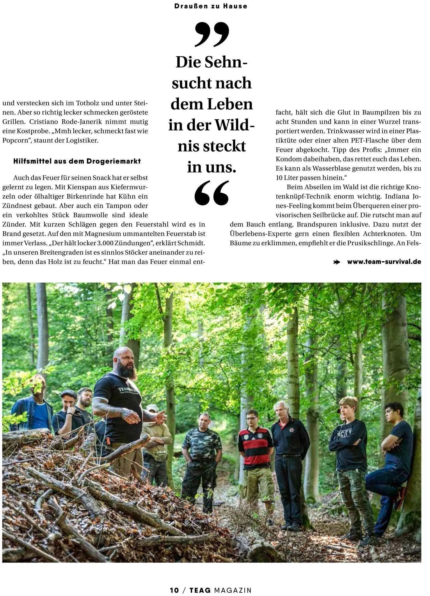 TEAG Magazin Reportage zum Survival Training