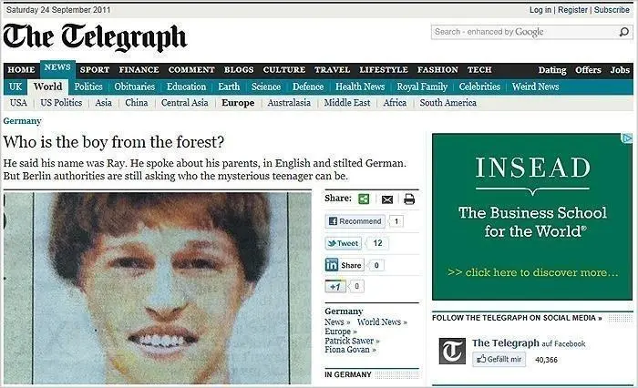 The Telegraph – Interview mit Ronny Schmidt zum Forest Boy