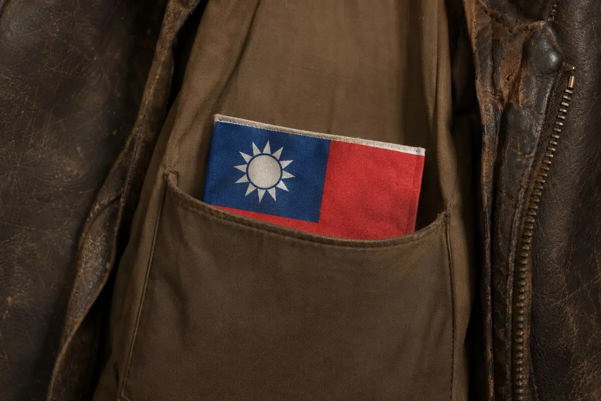 Historisches Blood Chit mit chinesischer Flagge