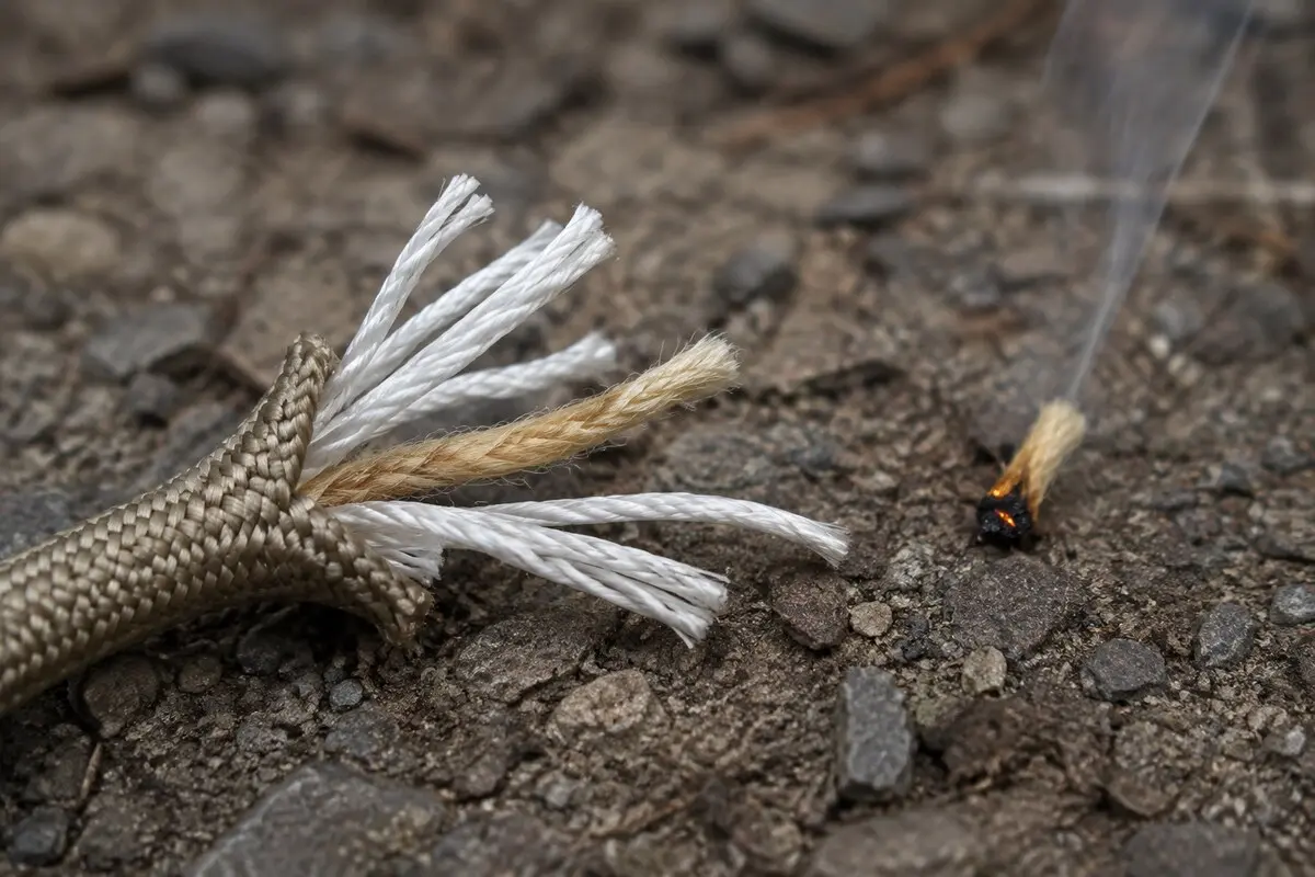 Paracord mit herausgezogenem Zunderstrang