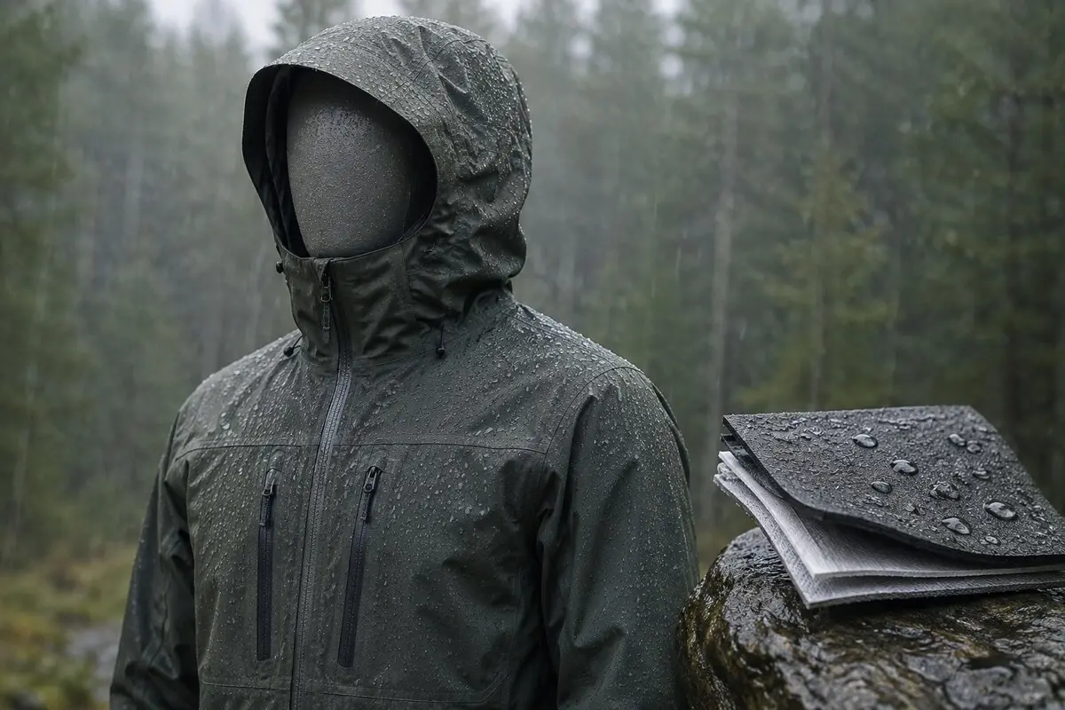 Wasserdichte Membranjacke im Regen