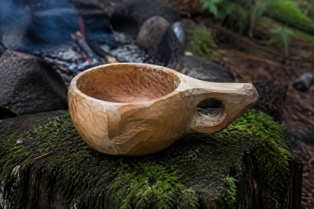 Handgeschnitzte Kuksa aus Holz