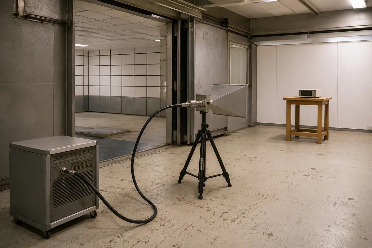 Elektromagnetischer Impulsgenerator in einem Prüflabor