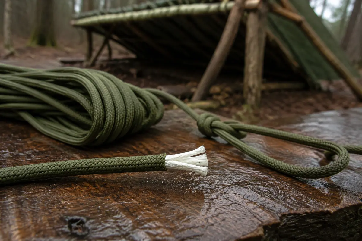 Paracord mit sichtbarem Mantel und gebündelten Kernfäden
