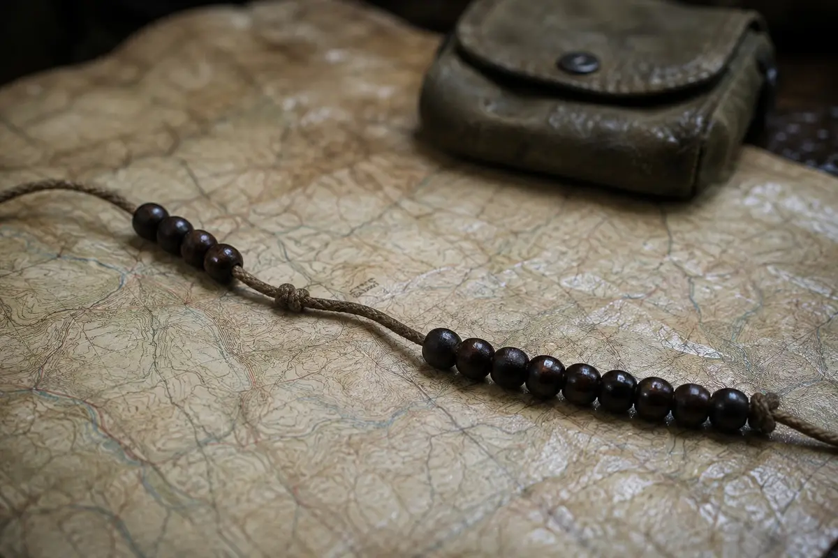 Ranger Beads auf einer topografischen Karte
