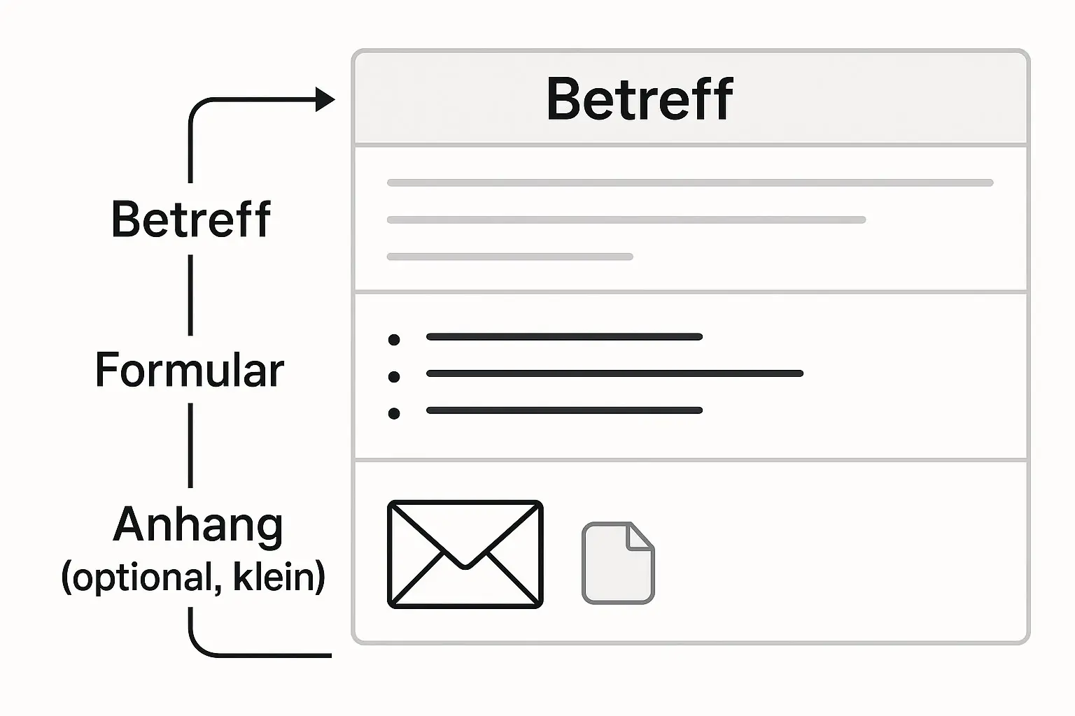 Aufbau einer Winlink-Nachricht: Betreff, Formularfelder, Text, Anhang minimal