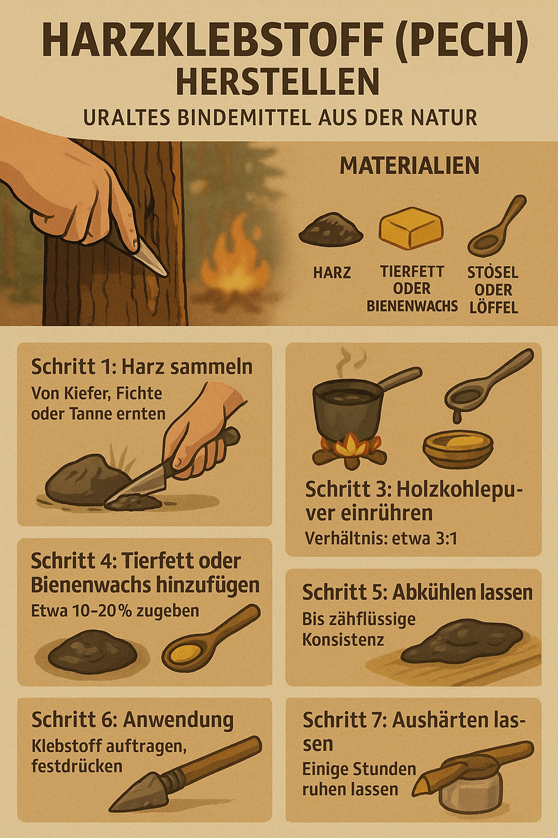 Harzkleber und Bestandteile für die Herstellung eines natürlichen Klebstoffs